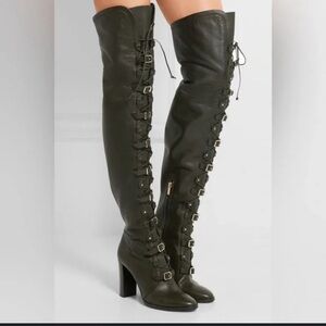 Jimmy Choo thigh high army green boots